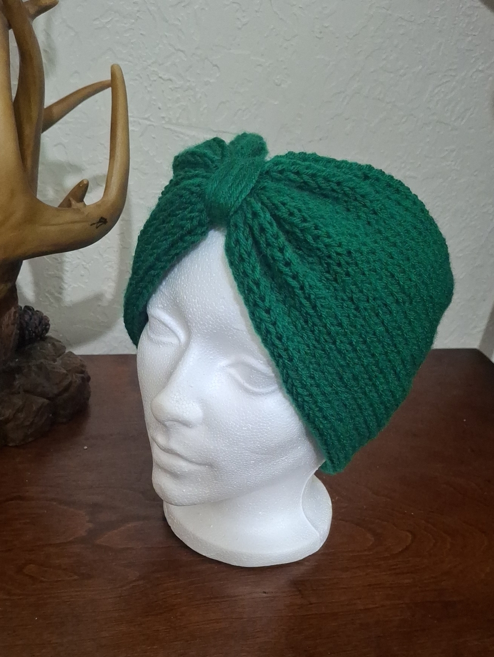 Cable Knit Twist Turban Headband in Green